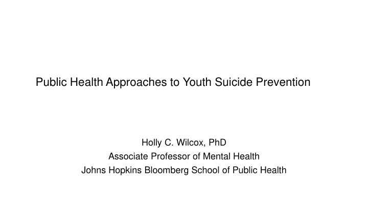 public health approaches to youth suicide prevention