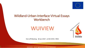 WUIVIEW  Kick-off Meeting   28 Jan 2019   at DG ECHO / ERCC  WUIVIEW  Grant Agreement