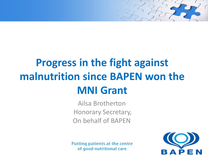 progress in the fight against malnutrition since bapen
