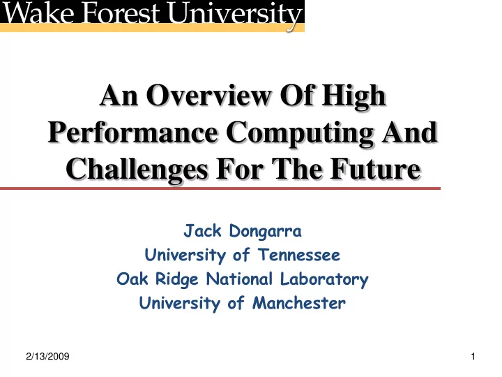 an overview of high