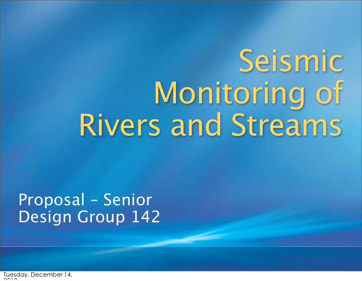 seismic monitoring of rivers and streams