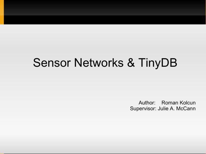 sensor networks tinydb