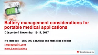 Battery management considerations for  portable medical applications  Dsseldorf, November 16-17,