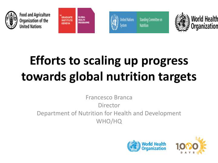 towards global nutrition targets
