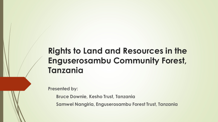rights to land and resources in the enguserosambu