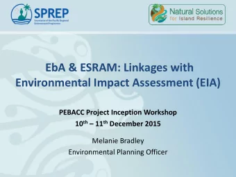 EbA &amp; ESRAM: Linkages with Environmental Impact Assessment (EIA)  PEBACC Project Inception