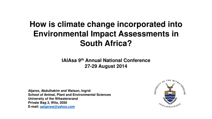 how is climate change incorporated into environmental