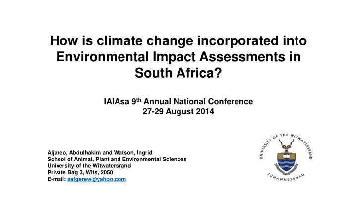 how is climate change incorporated into environmental