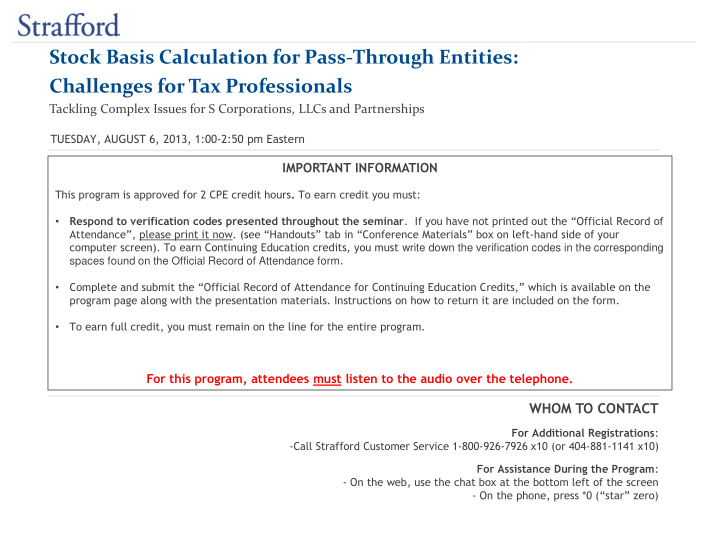 stock basis calculation for pass through entities