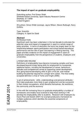 EASM 2014  the community and the economy'    In line with the increasing focus on graduate