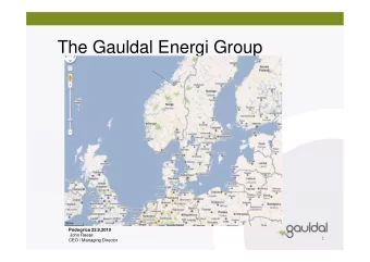 The Gauldal Energi Group  Podogrica 22.9.2010  John Reese  1  CEO / Managing Director  2 The parent