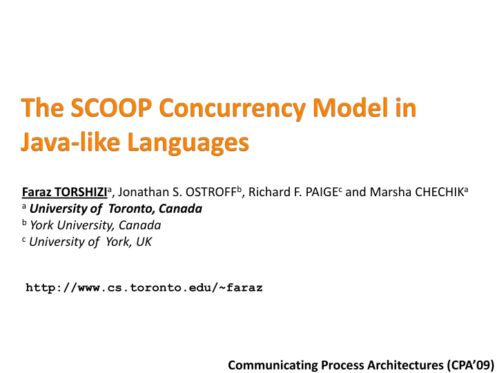 communicating process architectures cpa 09