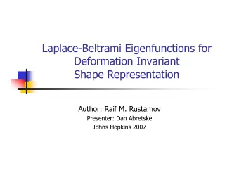 Laplace-Beltrami Eigenfunctions for  Deformation Invariant  Shape Representation  Author: Raif M.