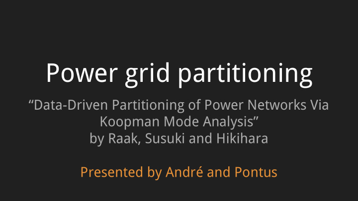 power grid partitioning