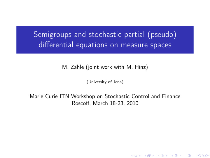 semigroups and stochastic partial pseudo differential