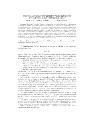 SPECTRAL SCHUR COMPLEMENT TECHNIQUES FOR SYMMETRIC EIGENVALUE PROBLEMS  VASSILIS KALANTZIS  ,