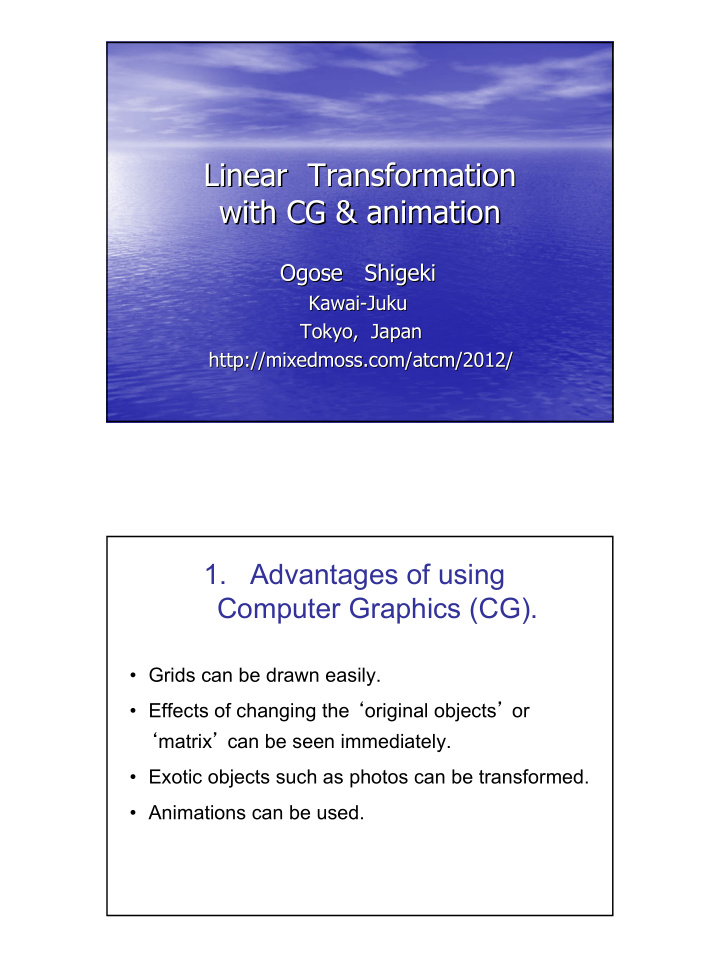 linear transformation transformation linear with cg