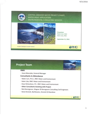 E  x  G  R Provide additional supply to Central Amador  a Water Project (CAWP) service area Meet