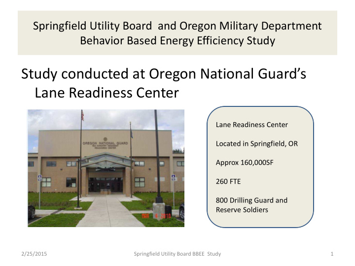 study conducted at oregon national guard s lane readiness