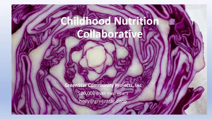childhood nutrition collaborative