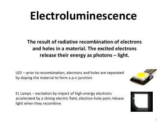 Electroluminescence  The result of radiative recombination of electrons  and holes in a material.