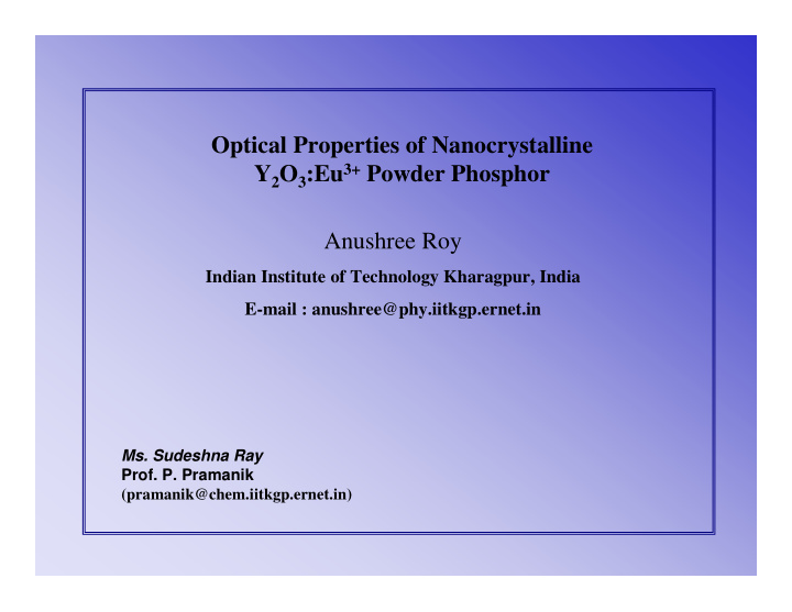 optical properties of nanocrystalline y 2 o 3 eu 3 powder