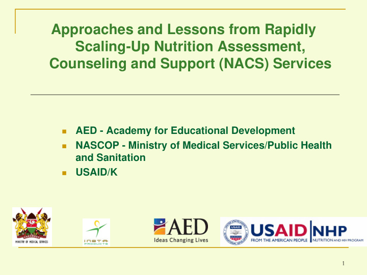 approaches and lessons from rapidly scaling up nutrition