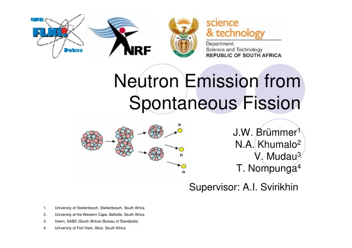 neutron emission from spontaneous fission
