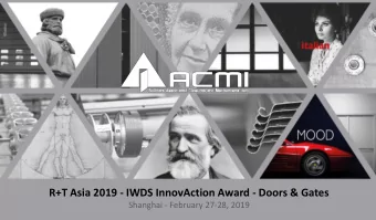 R+T Asia 2019 - IWDS InnovAction Award - Doors &amp; Gates  Shanghai - February 27-28, 2019  ACMI -
