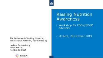 Awareness  Workshop for FDOV/SDGP  advisors  Utrecht, 28 October 2019  The Netherlands