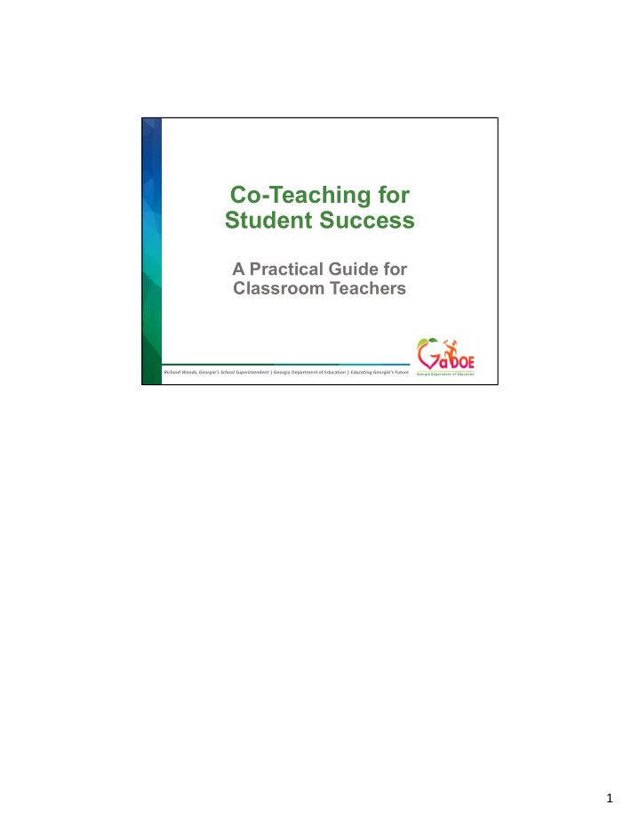co teaching for student success