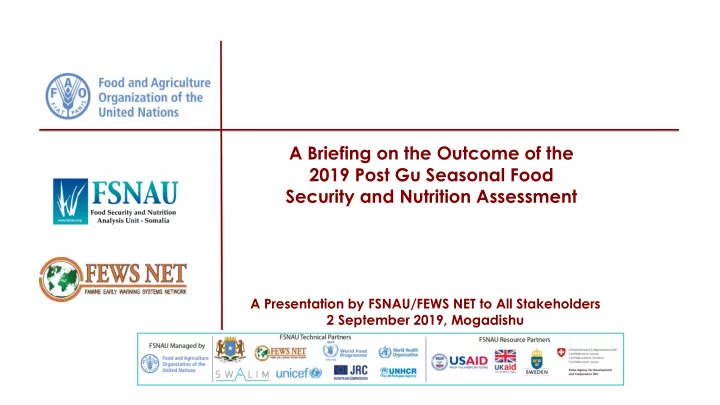 a briefing on the outcome of the 2019 post gu seasonal