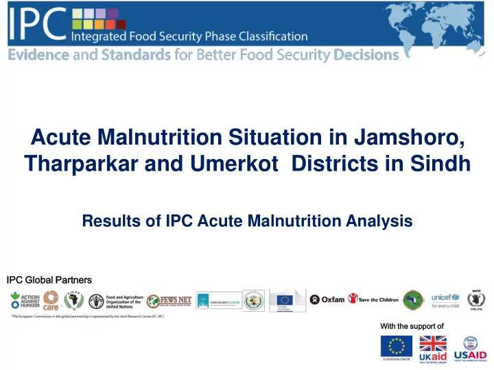 acute malnutrition situation in jamshoro tharparkar and