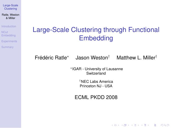 large scale clustering through functional