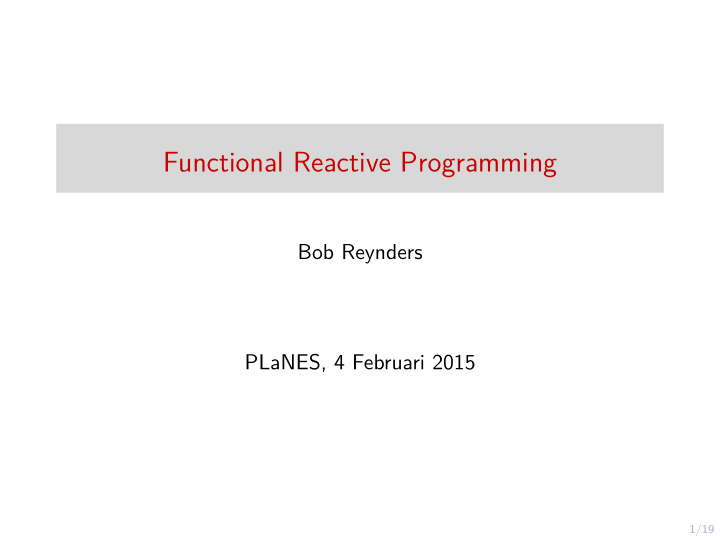 functional reactive programming