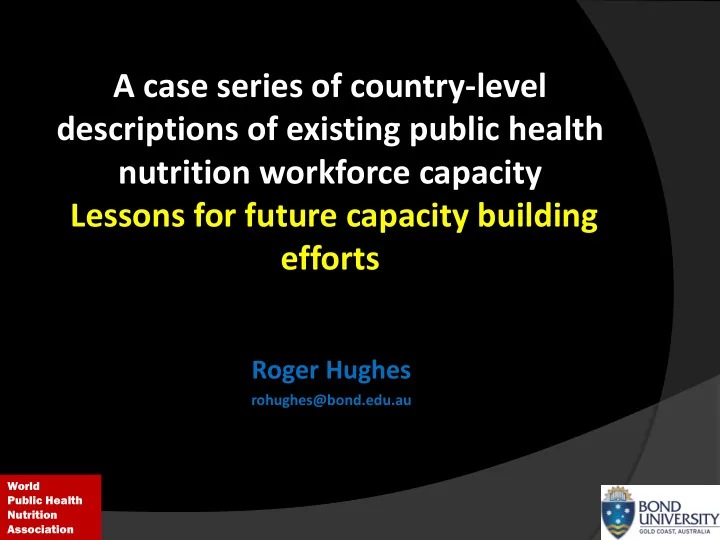 a case series of country level