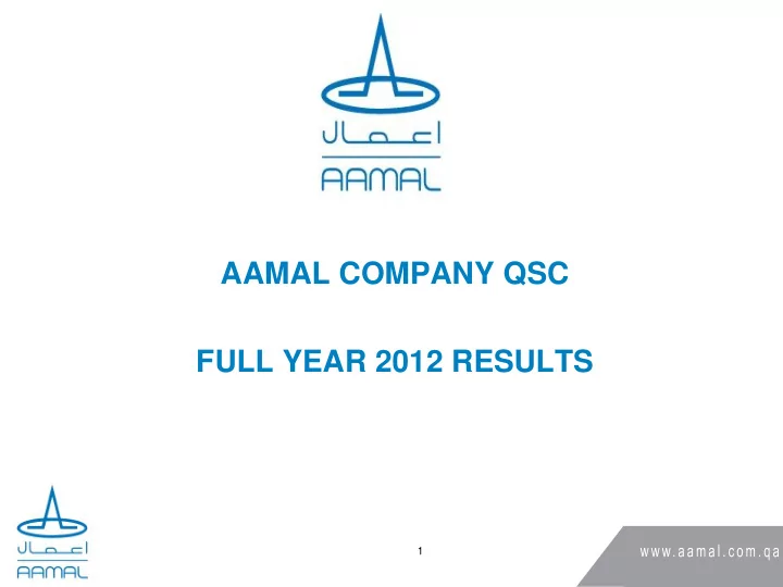 aamal company qsc full year 2012 results