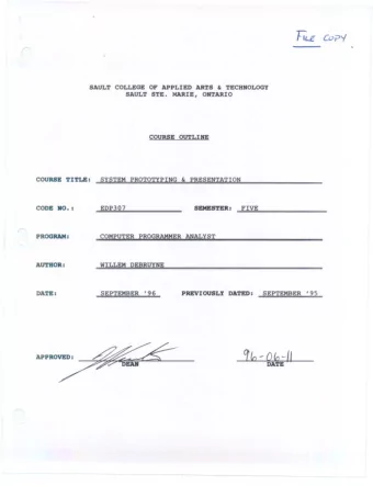 EDP307  SEMESTER:  FIVE  CODE  NO.:  COMPUTER  PROGRAMMER  ANALYST  PROGRAM:  AUTHOR:  WILLEM