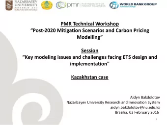 Post-2020 Mitigation Scenarios and Carbon Pricing Modelling   Session  Key modeling