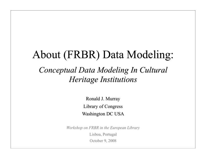 about frbr data modeling