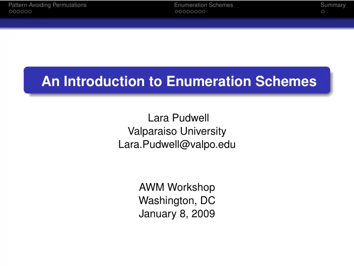 an introduction to enumeration schemes