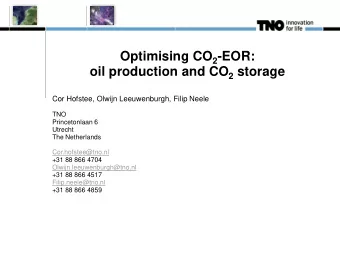 Optimising CO 2 -EOR: oil production and CO 2 storage  Cor Hofstee, Olwijn Leeuwenburgh, Filip