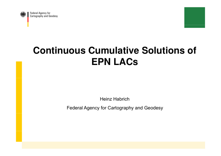 continuous cumulative solutions of epn lacs epn lacs
