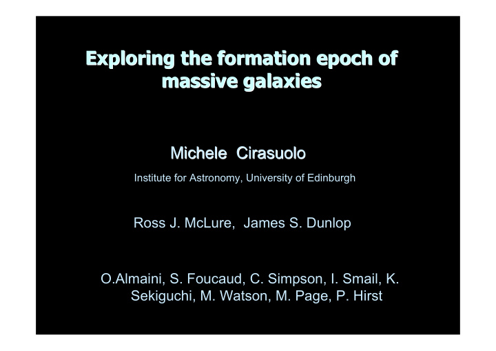 exploring the formation epoch of exploring the formation