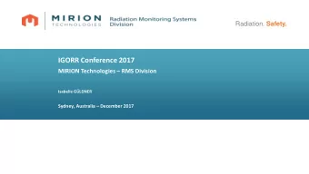 IGORR Conference 2017  MIRION Technologies  RMS Division  Isabelle GLDNER  Sydney, Australia