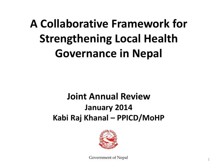 strengthening local health