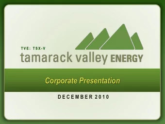 Corporate Presentation  D E C E M B E R  2 0 1 0  Disclaimers &amp; Advisories  This presentation