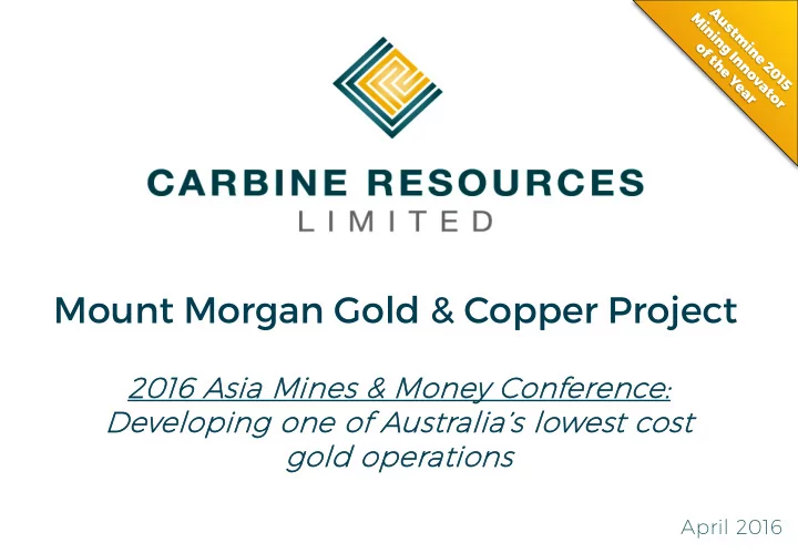 mount morgan gold copper project