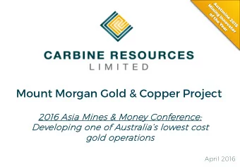 Mount Morgan Gold &amp; Copper Project  201  2016 As  Asia M  Mines &amp; M  &amp; Money