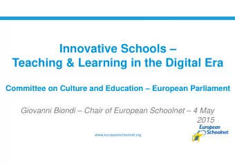 Innovative Schools   Teaching &amp; Learning in the Digital Era  Committee on Culture and